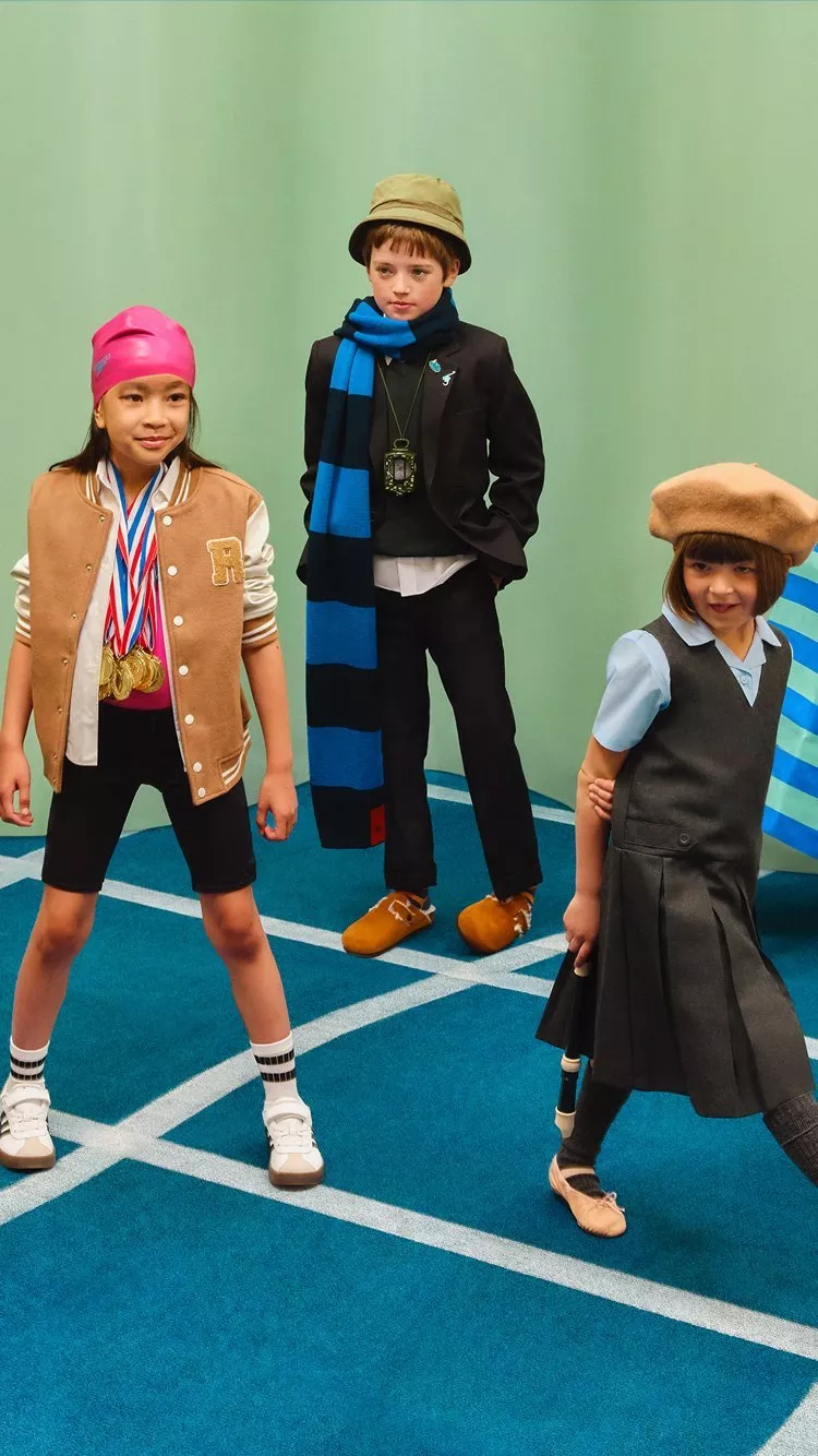 Group of children in school uniform outfits