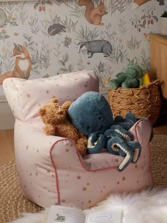 pink beanbag chair with stars