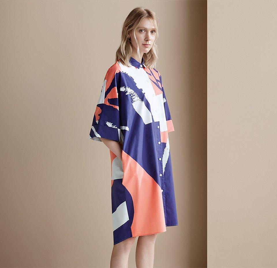 Kin by John Lewis Laura Slater Limited Edition Poplin Shirt Dress, Multi