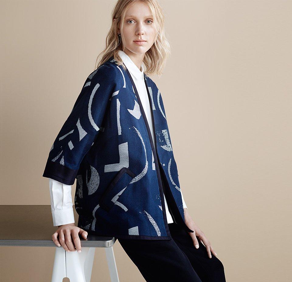Kin by John Lewis Laura Slater Limited Edition Geometric Linear Jacket, Blue