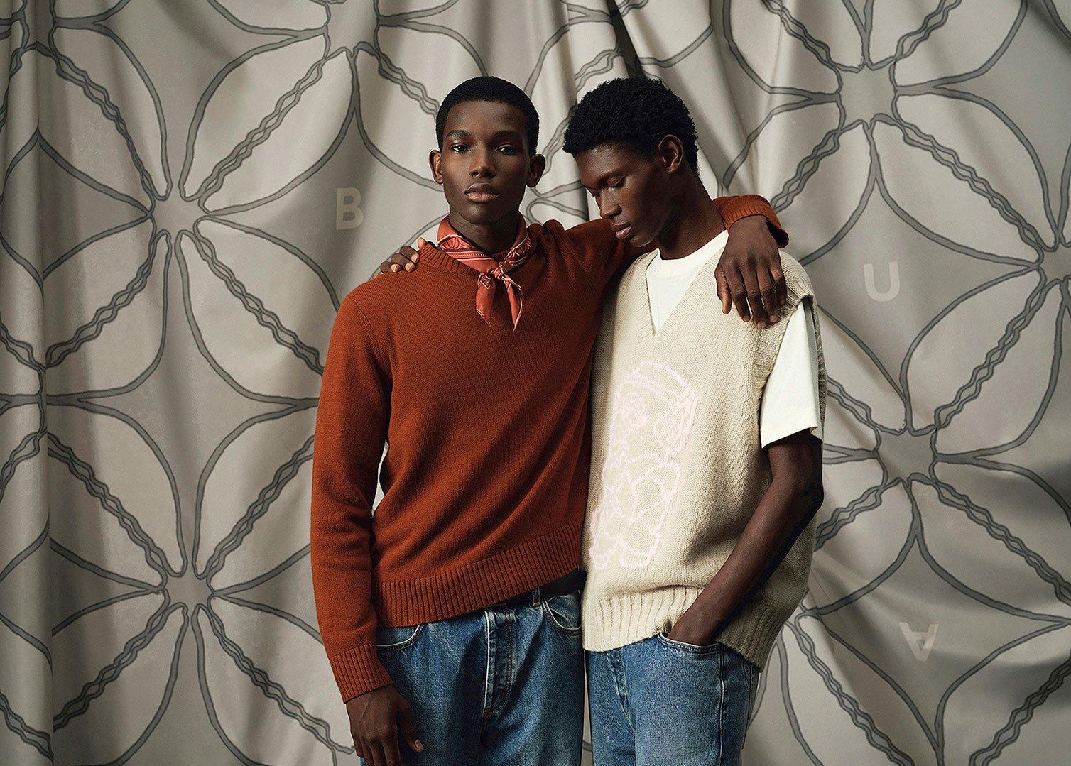 two male models with wool jumpers on