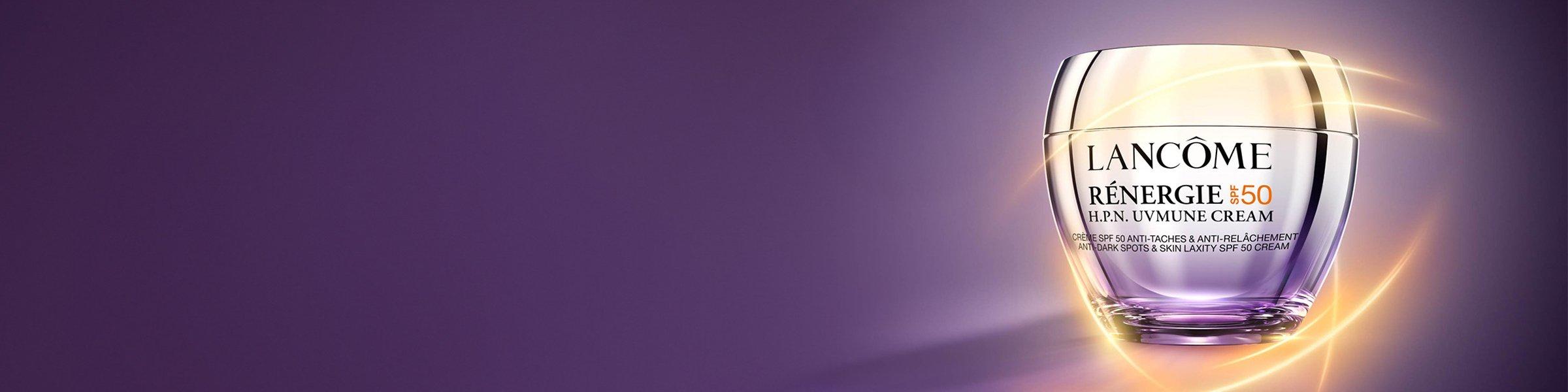 lancome moistouriser on a purple background