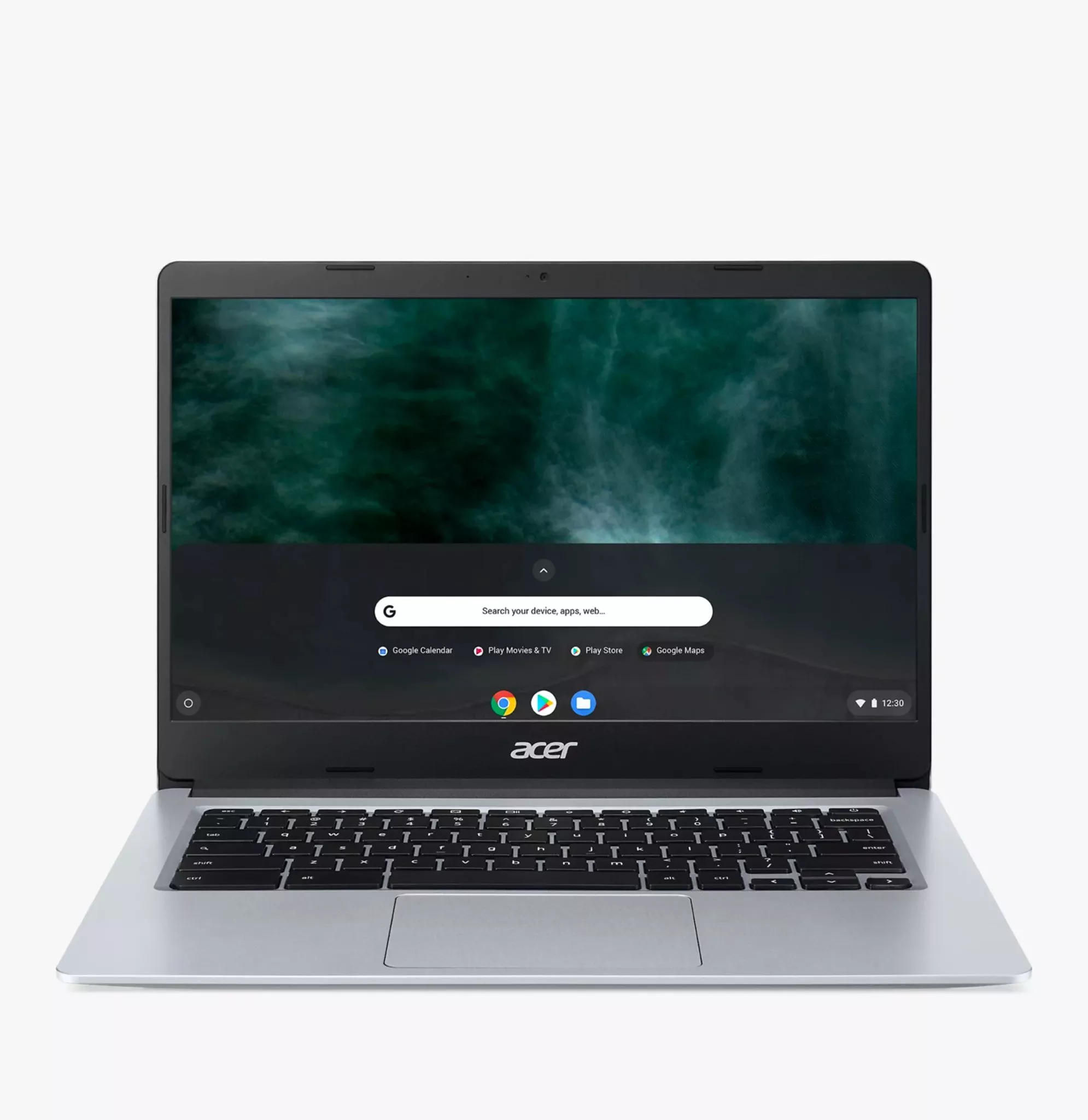 Laptop with google search bar on the screen 