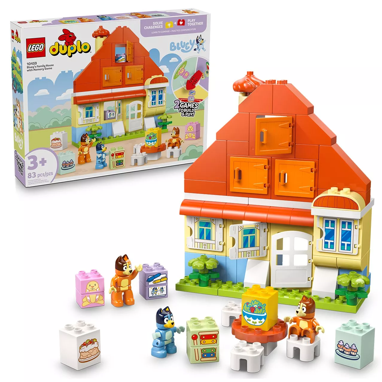 LEGO DUPLO Bluey Family House set with orange roof, figures and accessories, boxed toy for toddlers 3+