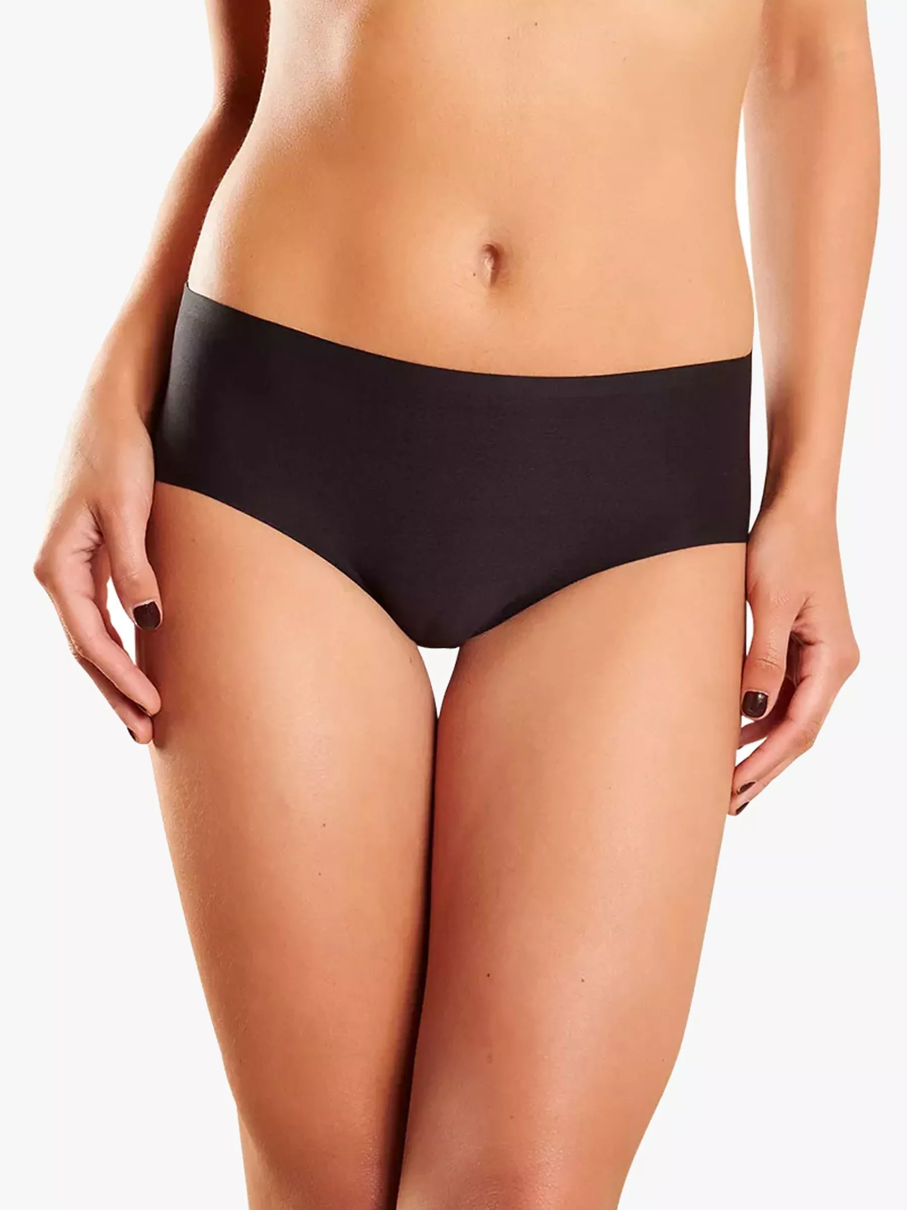Woman modelling black seamless hipster briefs underwear