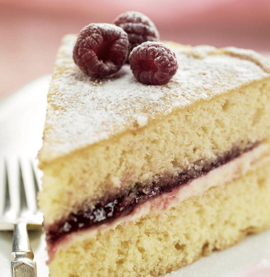 Victoria Sponge cake on a plate