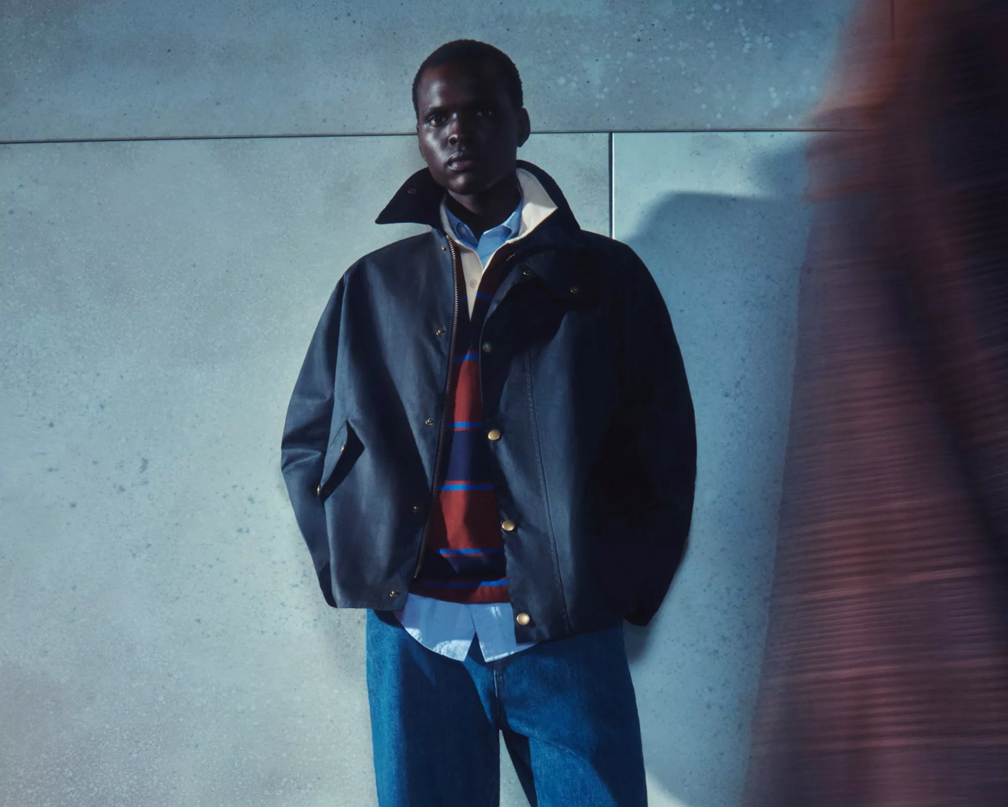 Male model wearing a winter jacket