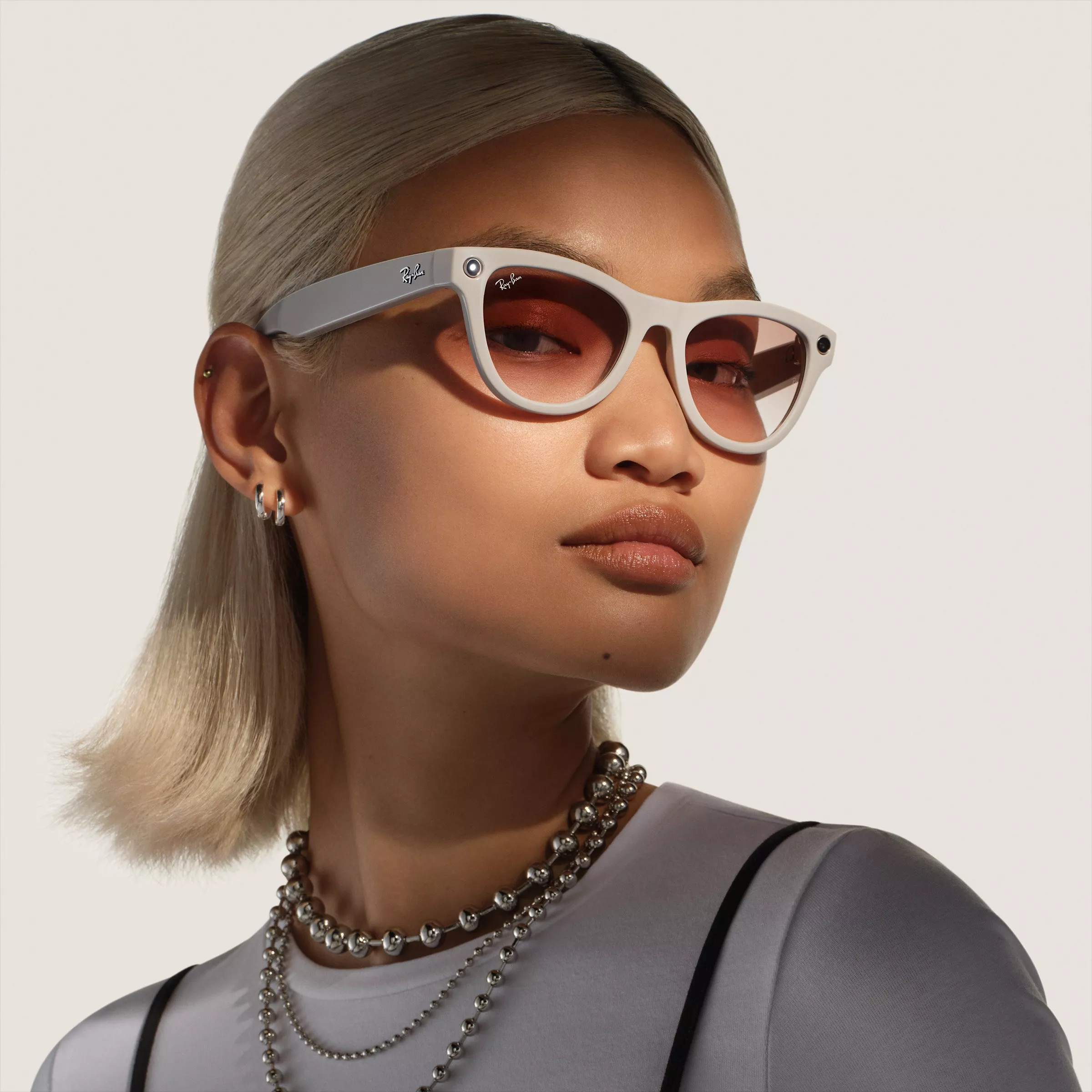 person wearing meta rayban glasses