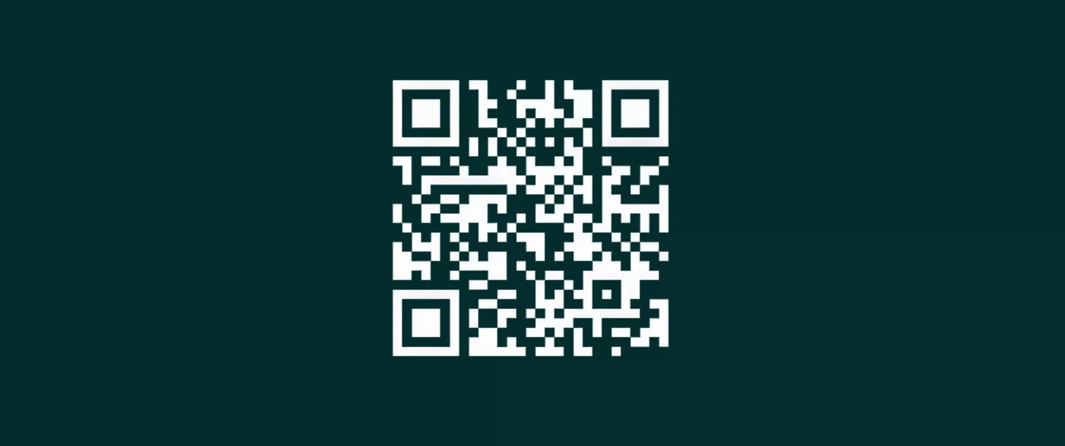 A QR code centered on a dark green background.