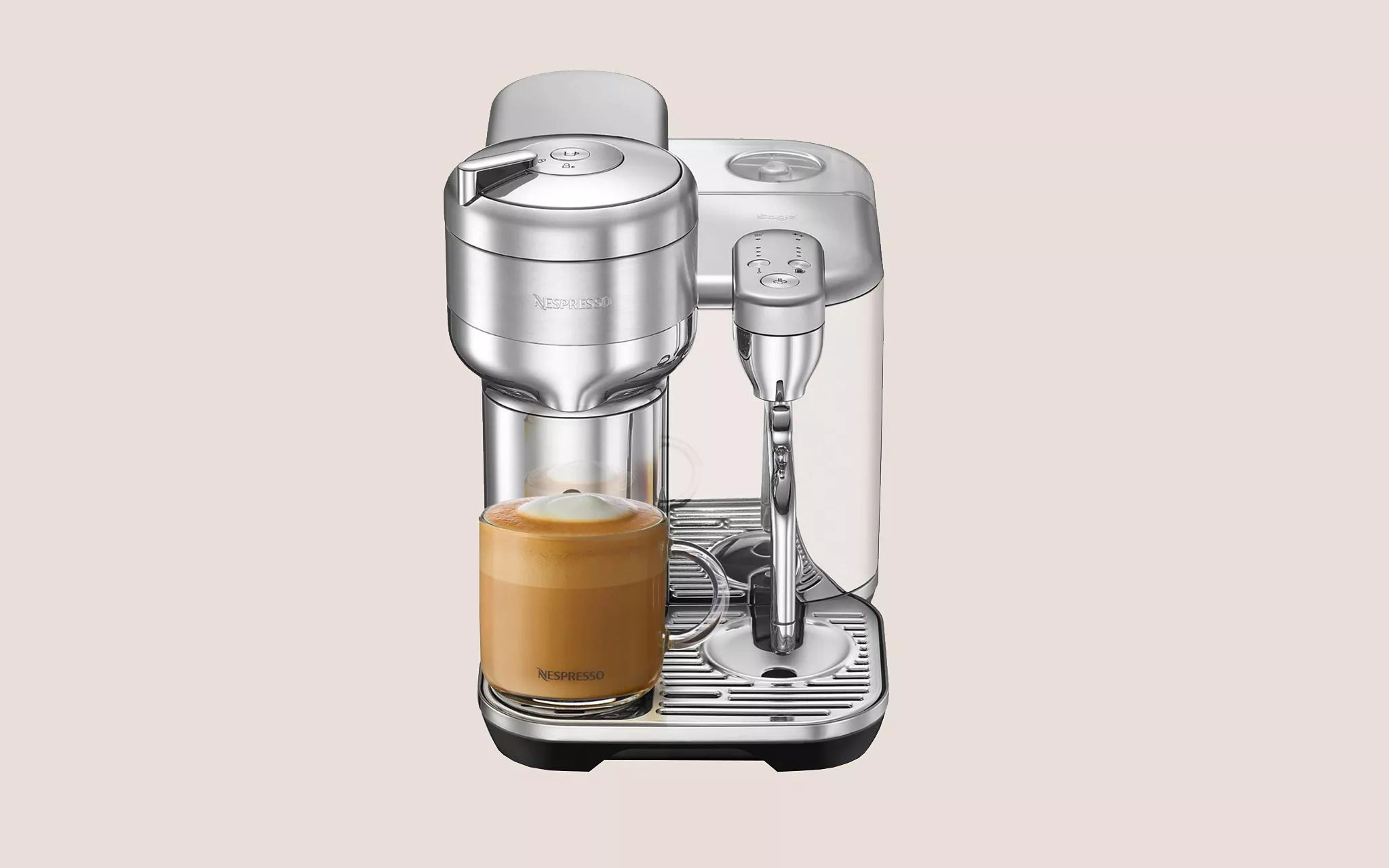 Nespresso Vertuo Creatista Coffee Machine by Sage on a neutral background
