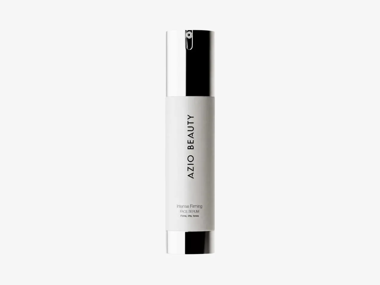 AZIO BEAUTY Intense Firming Face Serum bottle with silver pump dispenser on a clean white background