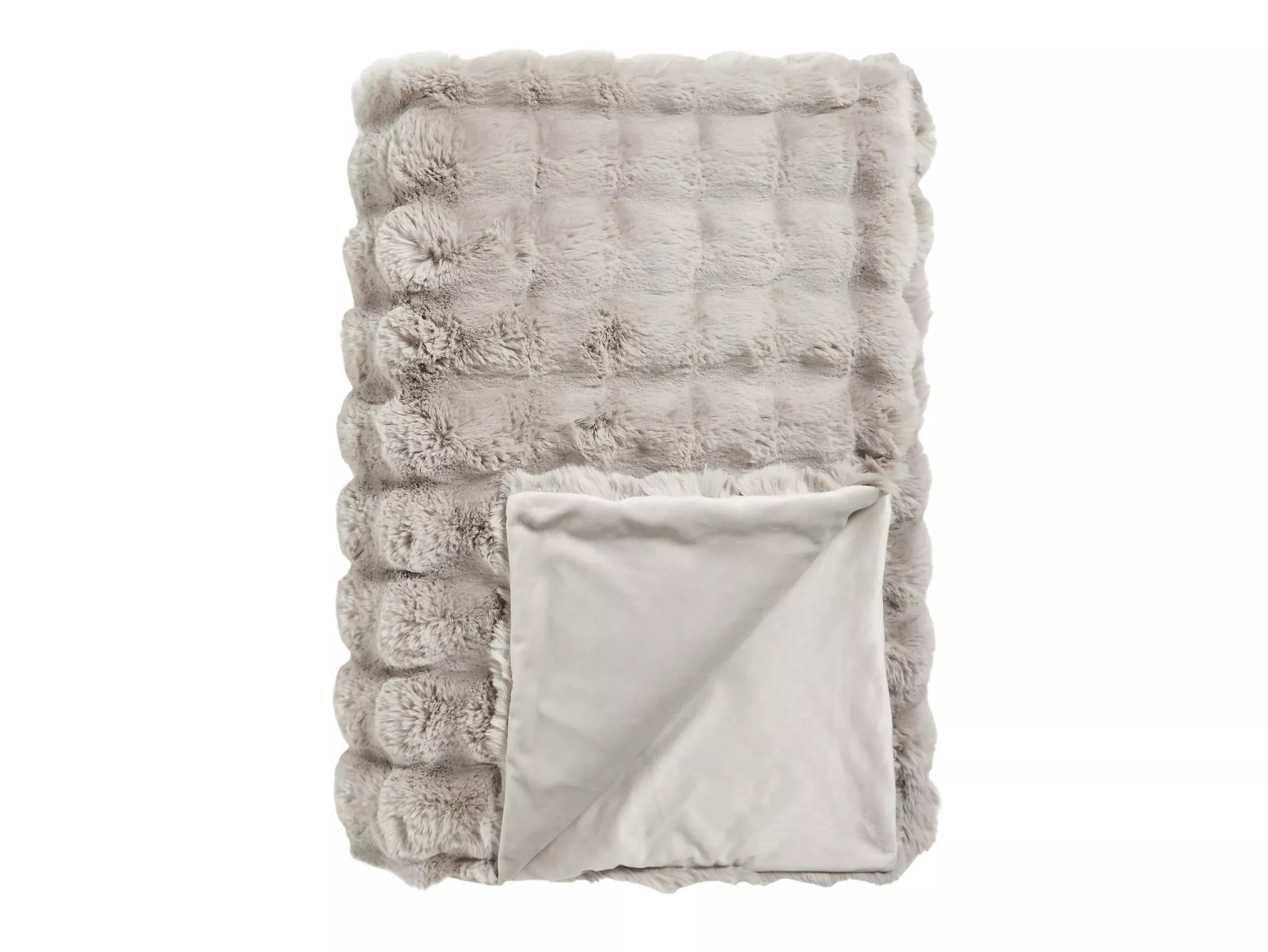 John Lewis Wave Fur Throw, Mocha