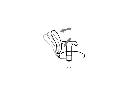 Illustration of a chair mechanism showing adjustable backrest tilt function with directional arrows.