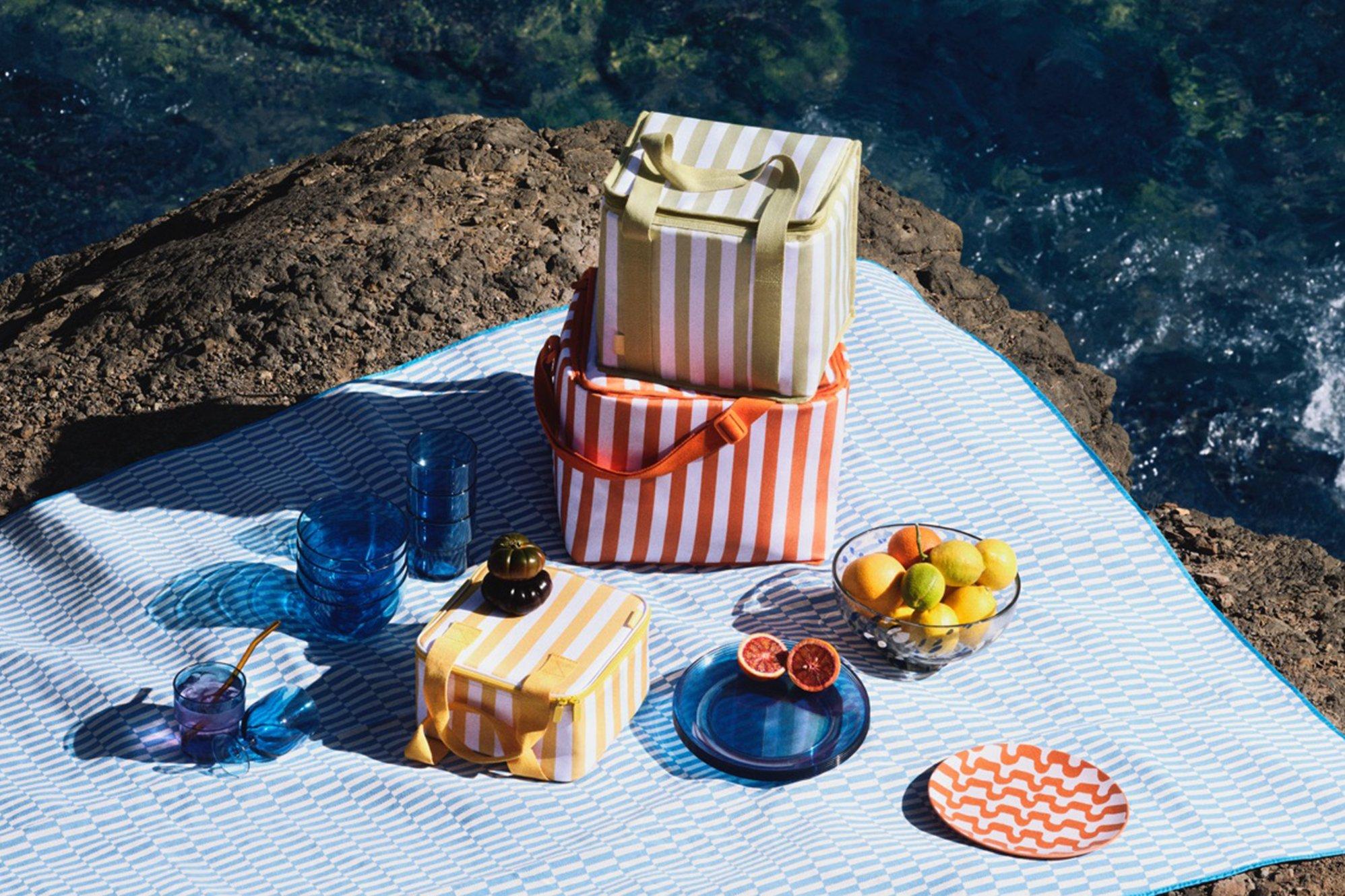 John Lewis ANYDAY John Lewis Striped Picnic Cooler Bag, 30L, Sunset £15.00