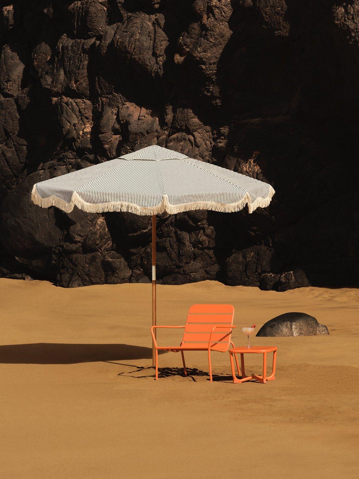 Business & Pleasure Co. Lauren's Stripe Market Parasol, 2.4m, Navy £579.00