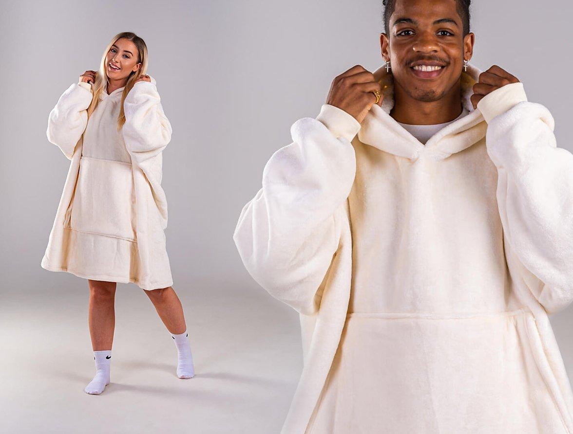 Ony Original Oversized Hooded Blanket, Cream/White