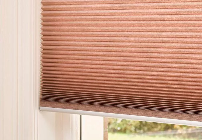 Orange blinds on a window