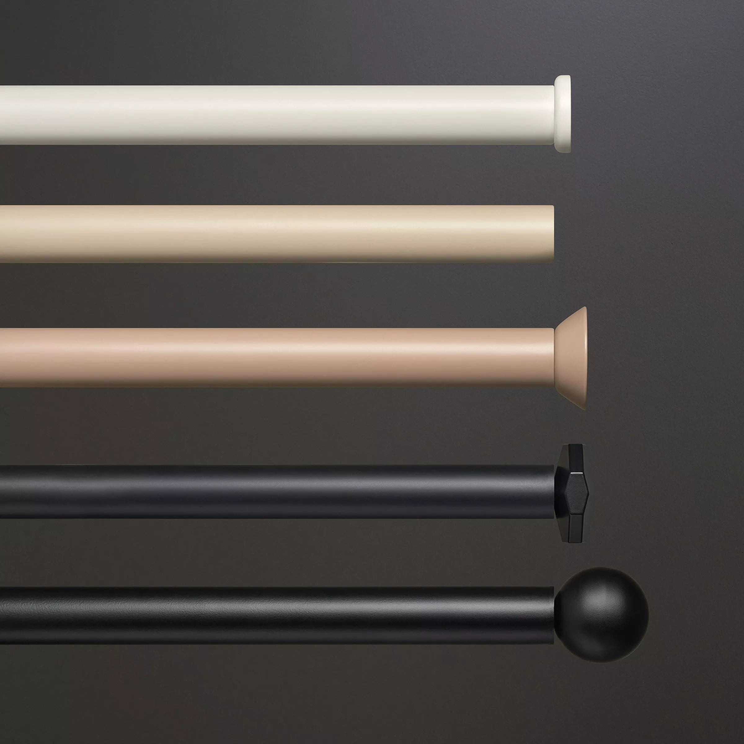 Curtain roles with various end types