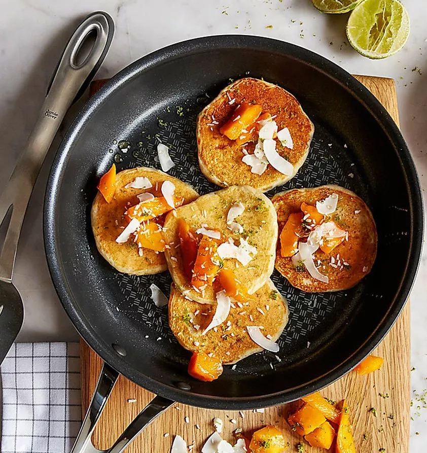 Pancakes in a frying pan