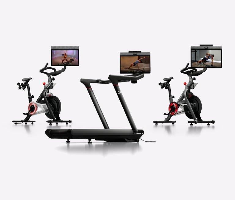 This is banner showing different Peloton bikes and a treadmill