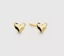 14ct Mini Heart Stud Earrings, Gold