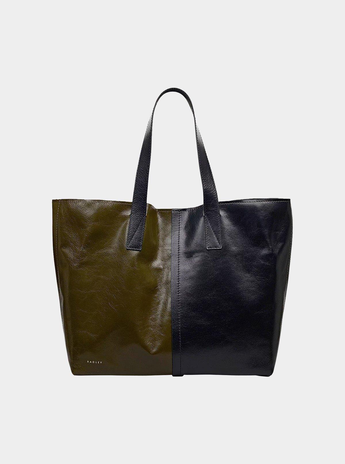 Radley Broadway Market Oversized Black & Green Leather Shoulder Bag