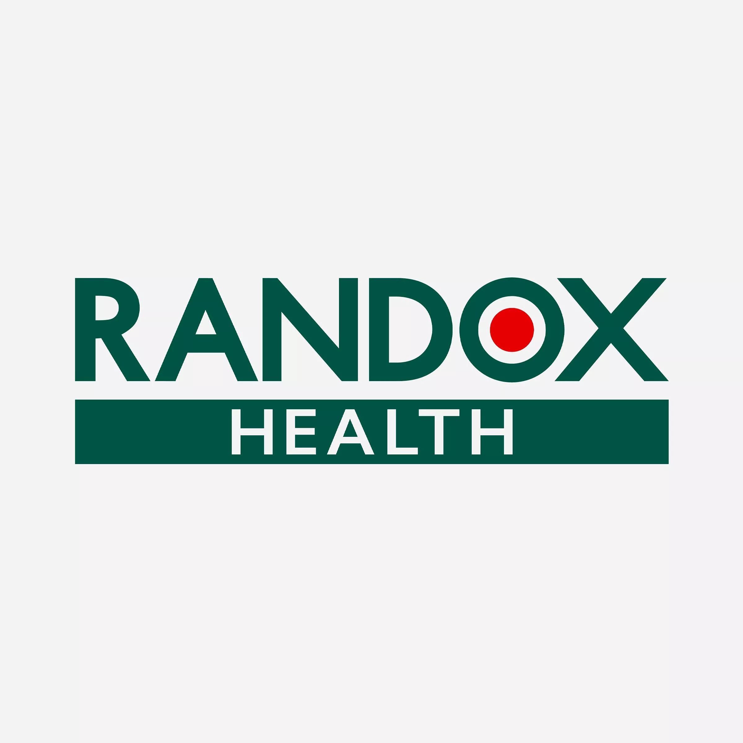 Logo of Randox Health with green text and a red circle inside the 'O', on a light grey background.