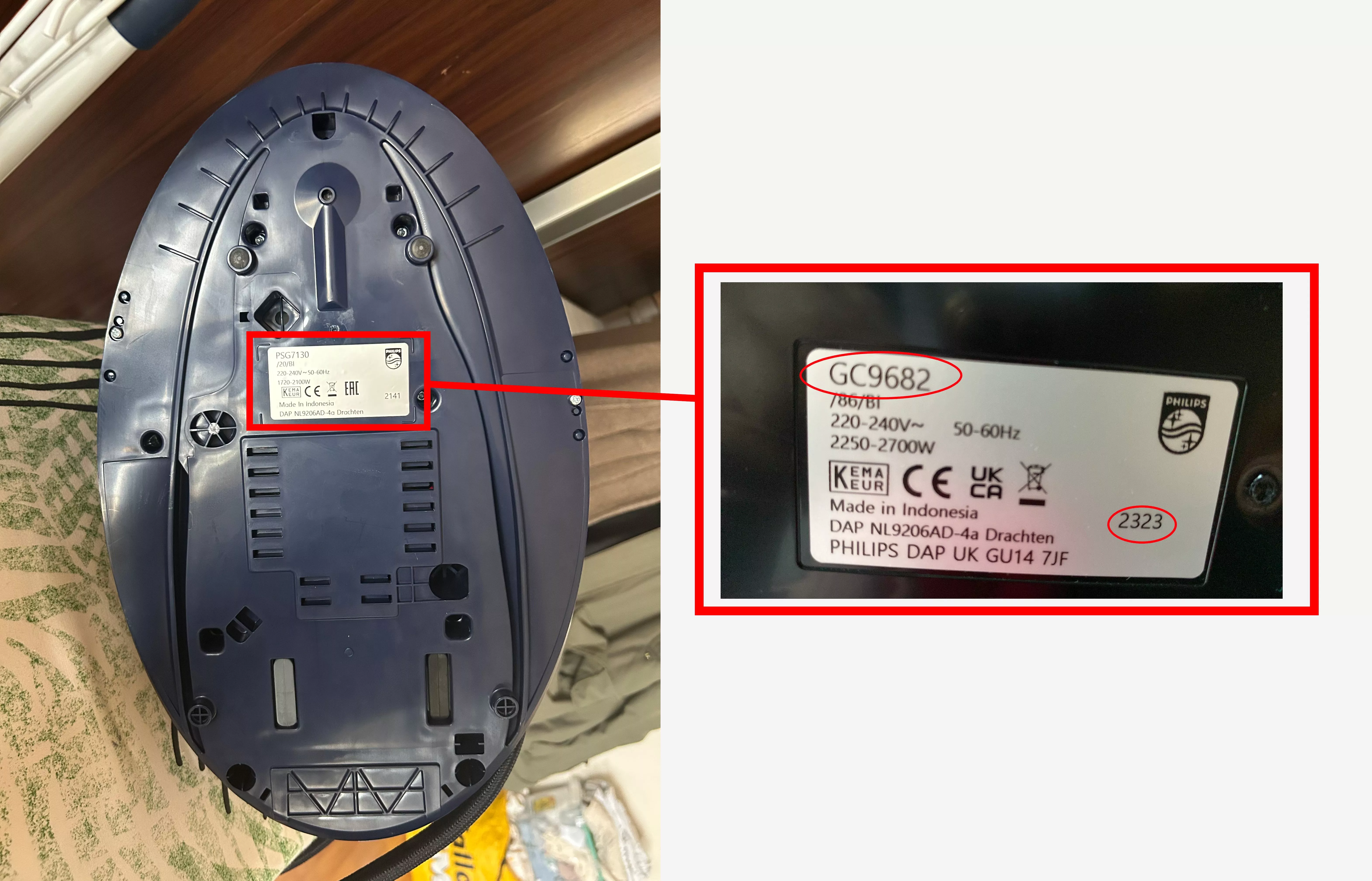 Philips 8000 Series PerfectCare PSG8130/80 Steam Generator Iron batch code