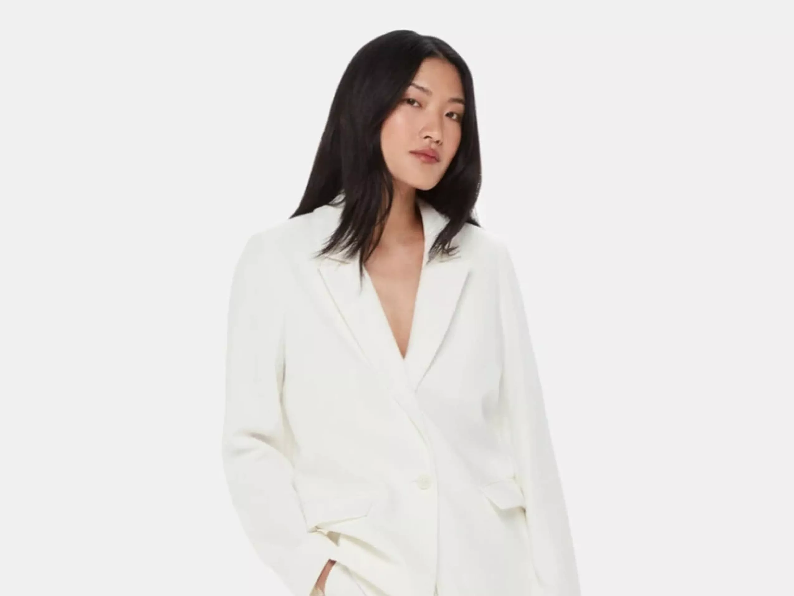 women wearing a rented blazer and trousers