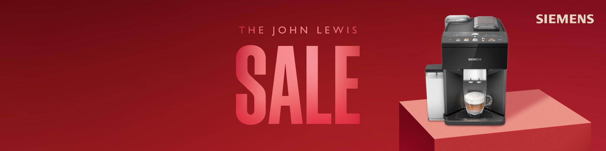 siemens coffee machine on a red plinth on a red sale banner