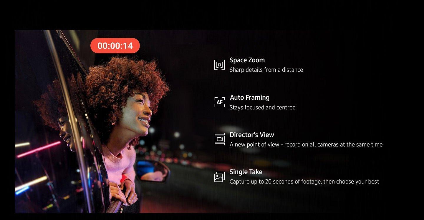 Space Zoom, Auto Framing, Director’s View, Single Take