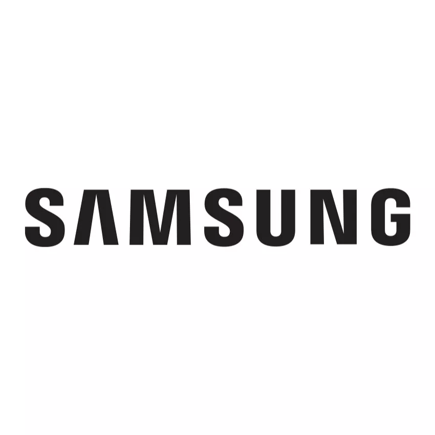 Samsung wordmark logo in black, bold uppercase letters on a white background, clean minimalist branding image