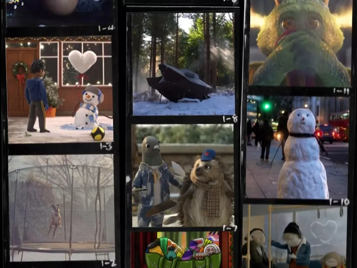 Film reel showing previews of all past John Lewis Christmas adverts.