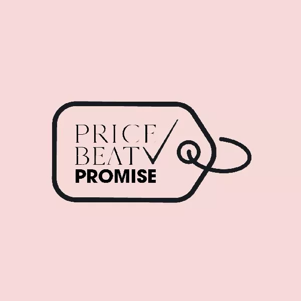 Icon showing 'price beat promise' written in a tag on a pink background