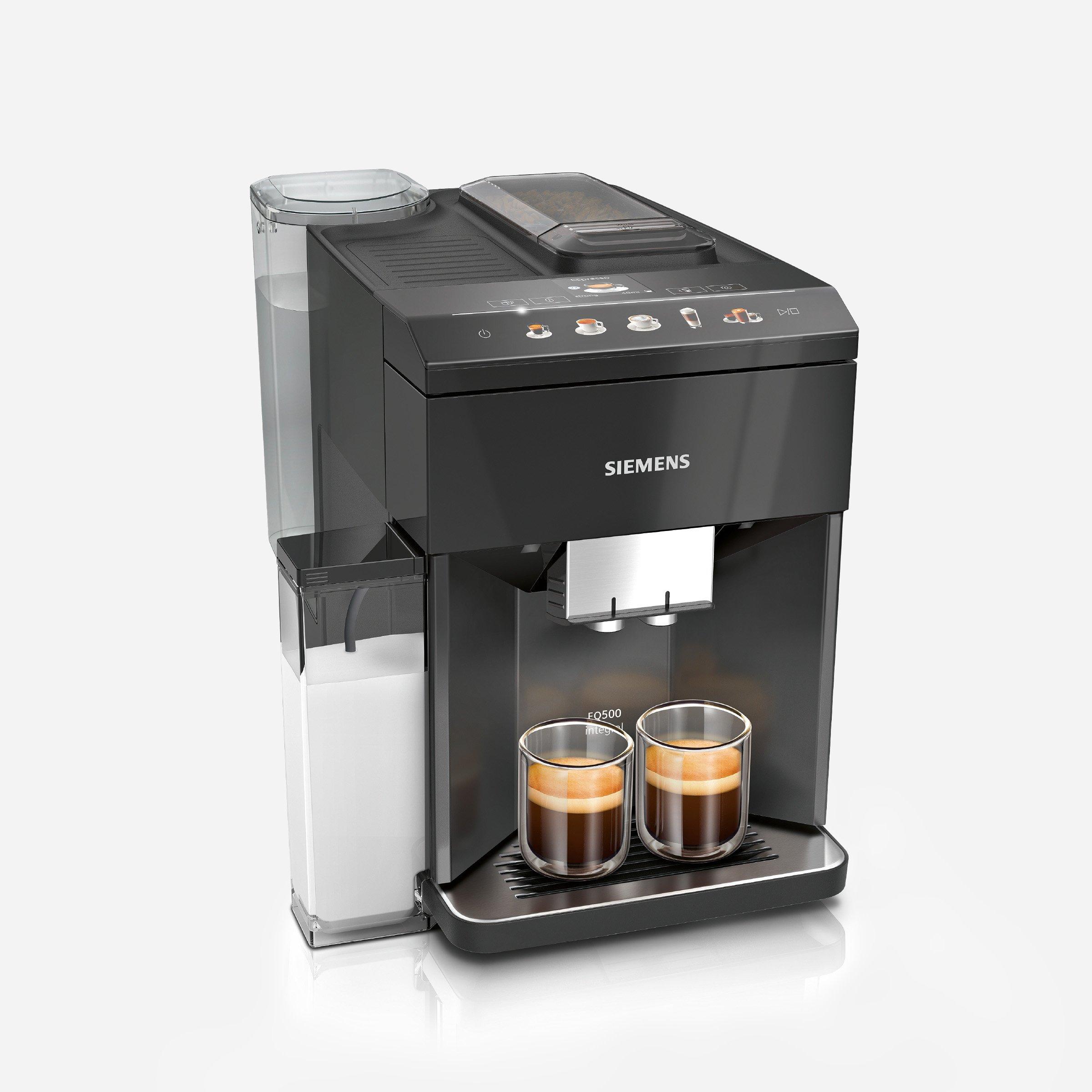 Siemens coffee brewing machine againt grey background