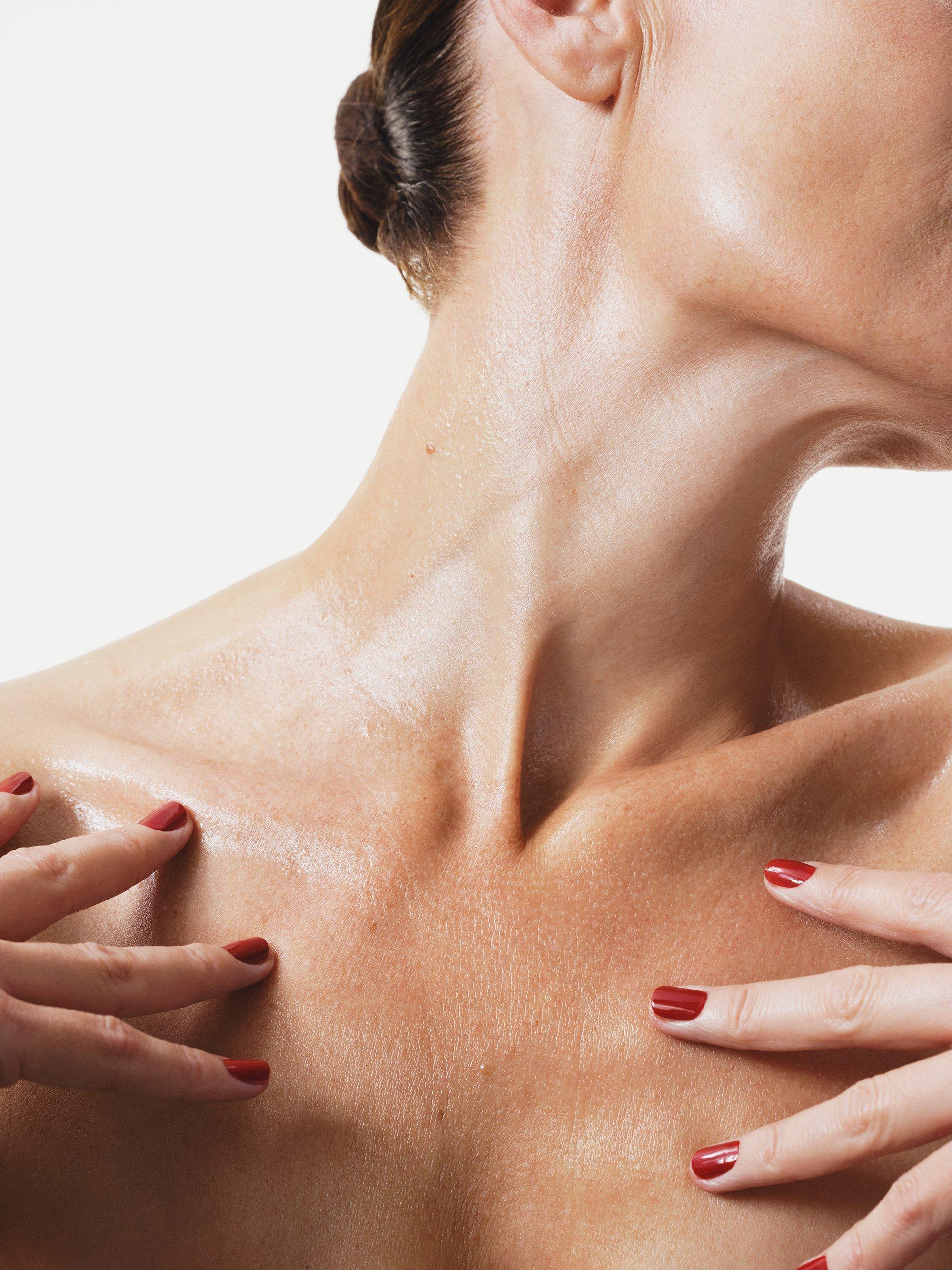 Close up image of a ladies neck
