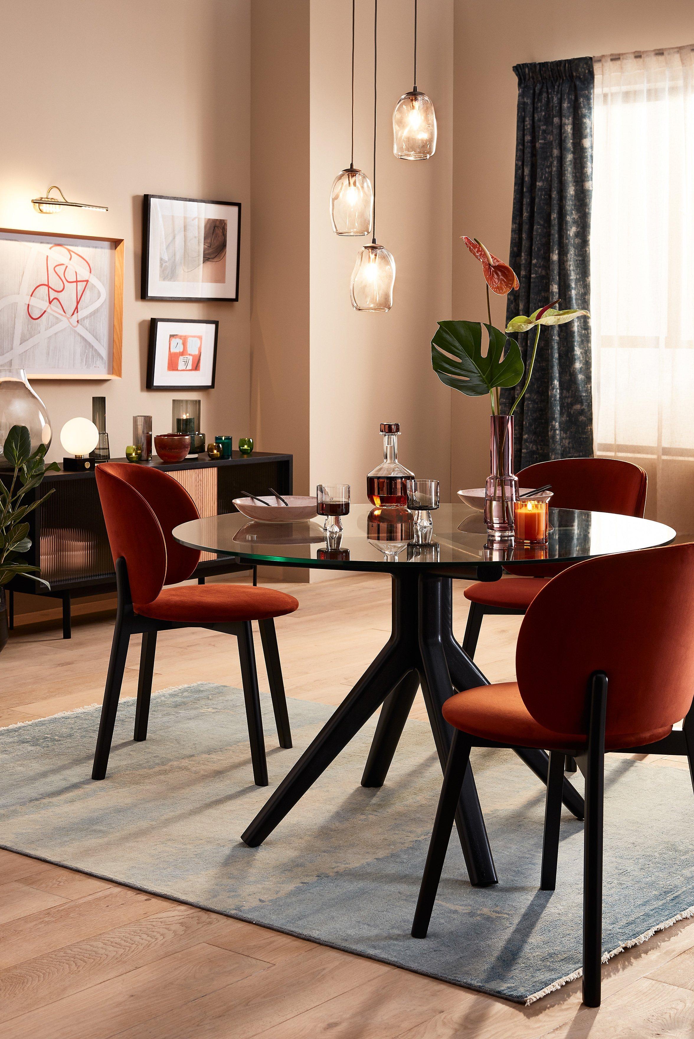 John Lewis & Partners Eclipse Velvet Dining Side Chair, Burnt Orange