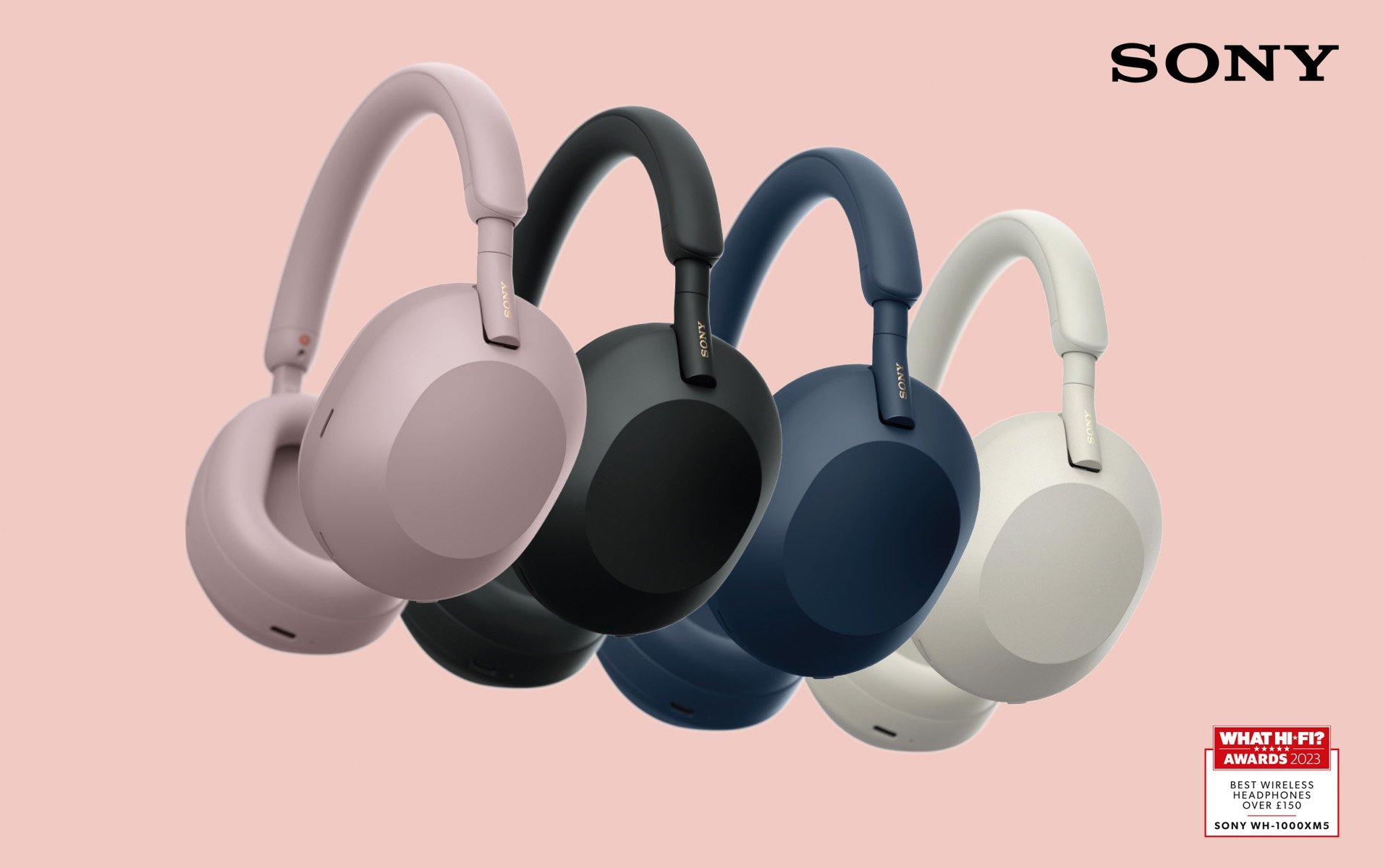 Sony headphones on a pink background