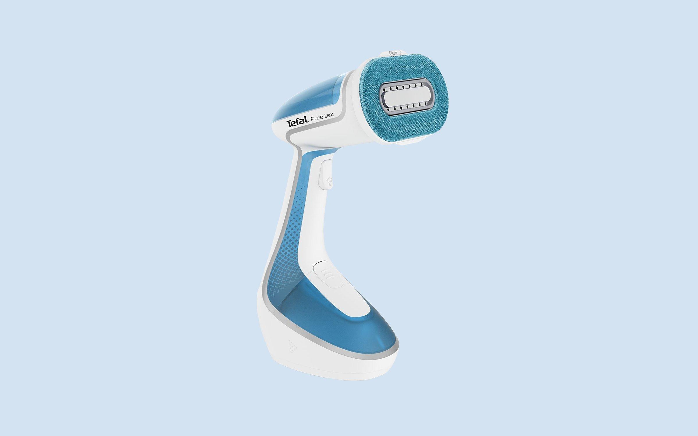 Tefal Pure Tex Capacity Handheld Clothes Steamer, 200ml, Blue/White
