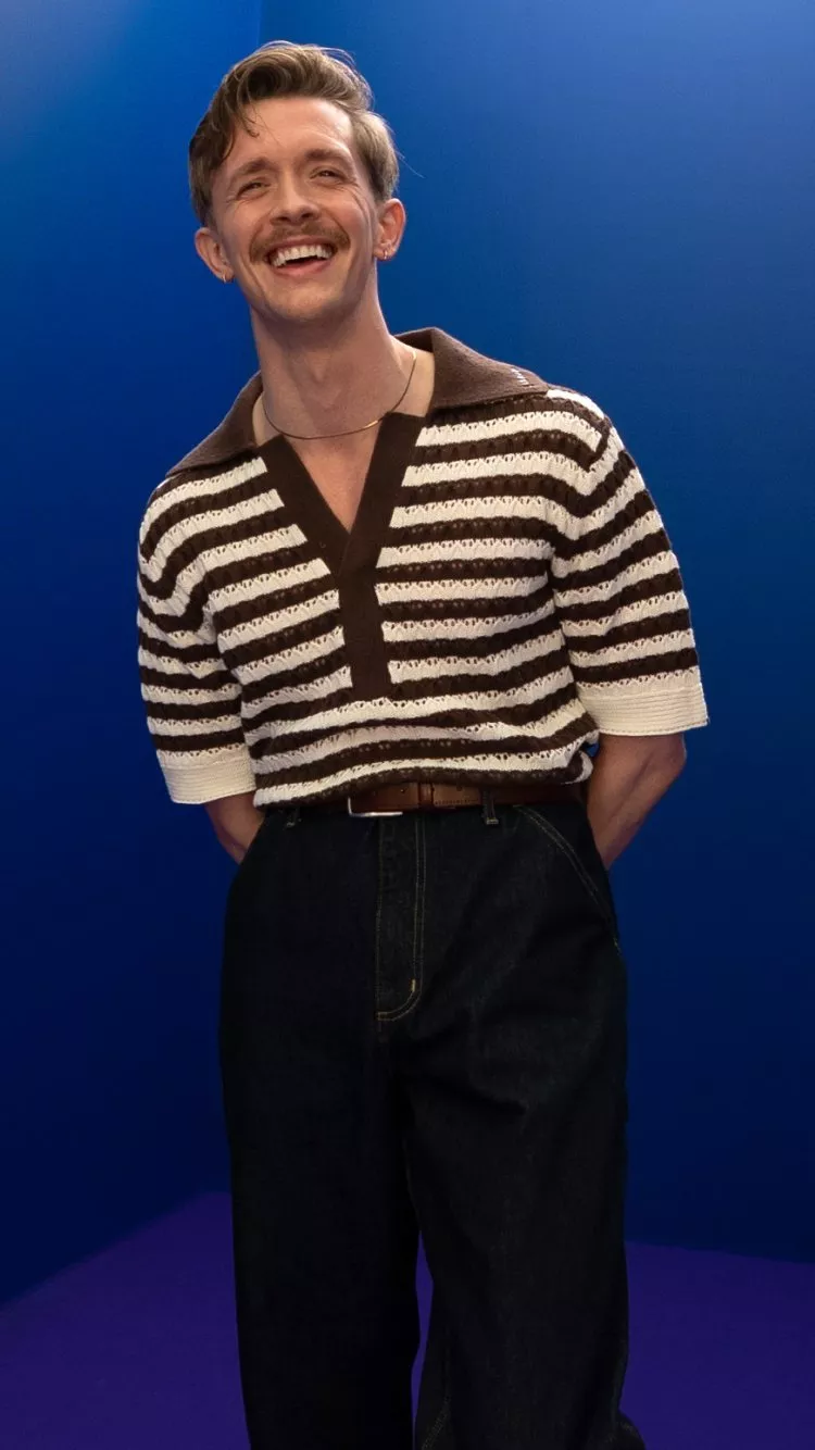 Promotional poster for John Lewis Presents To: Me, From: Me with Stephen Libby, smiling on blue backdrop