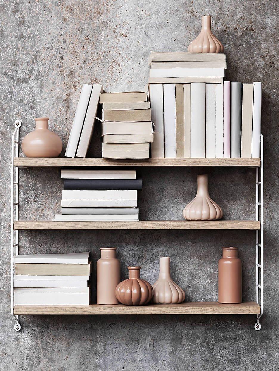 String shelves and vases
