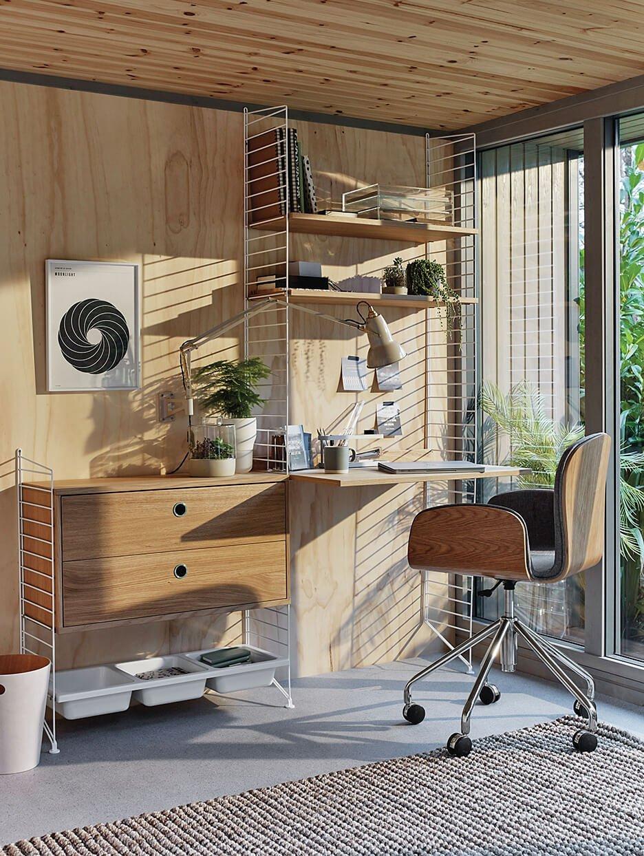 String shelving in study