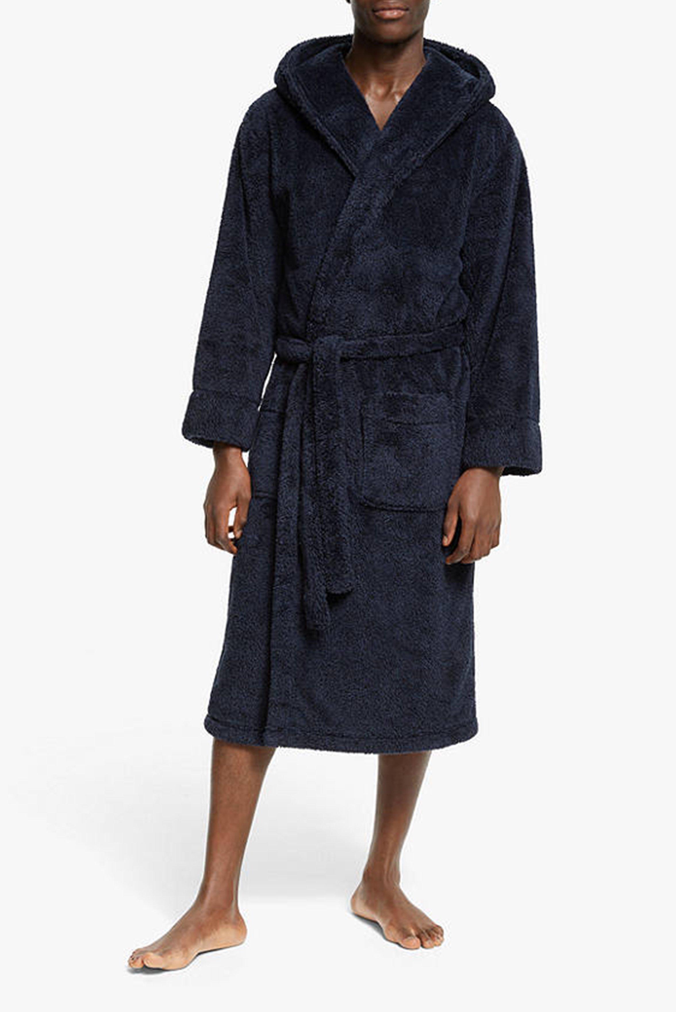 John Lewis & Partners High Pile Hooded Robe, Navy