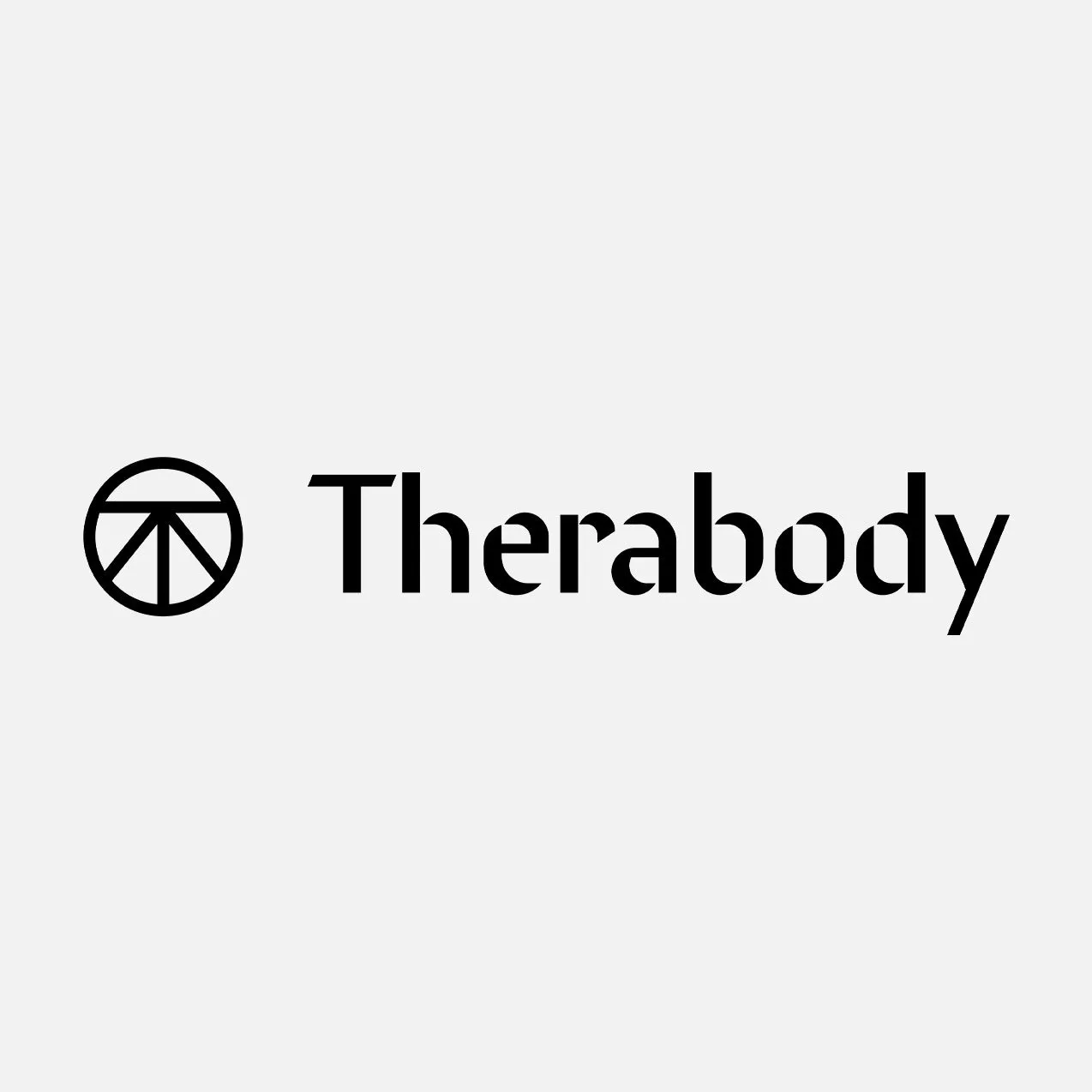 Therabody logo with circular icon and black wordmark on white background, representing wellness and recovery brand identity