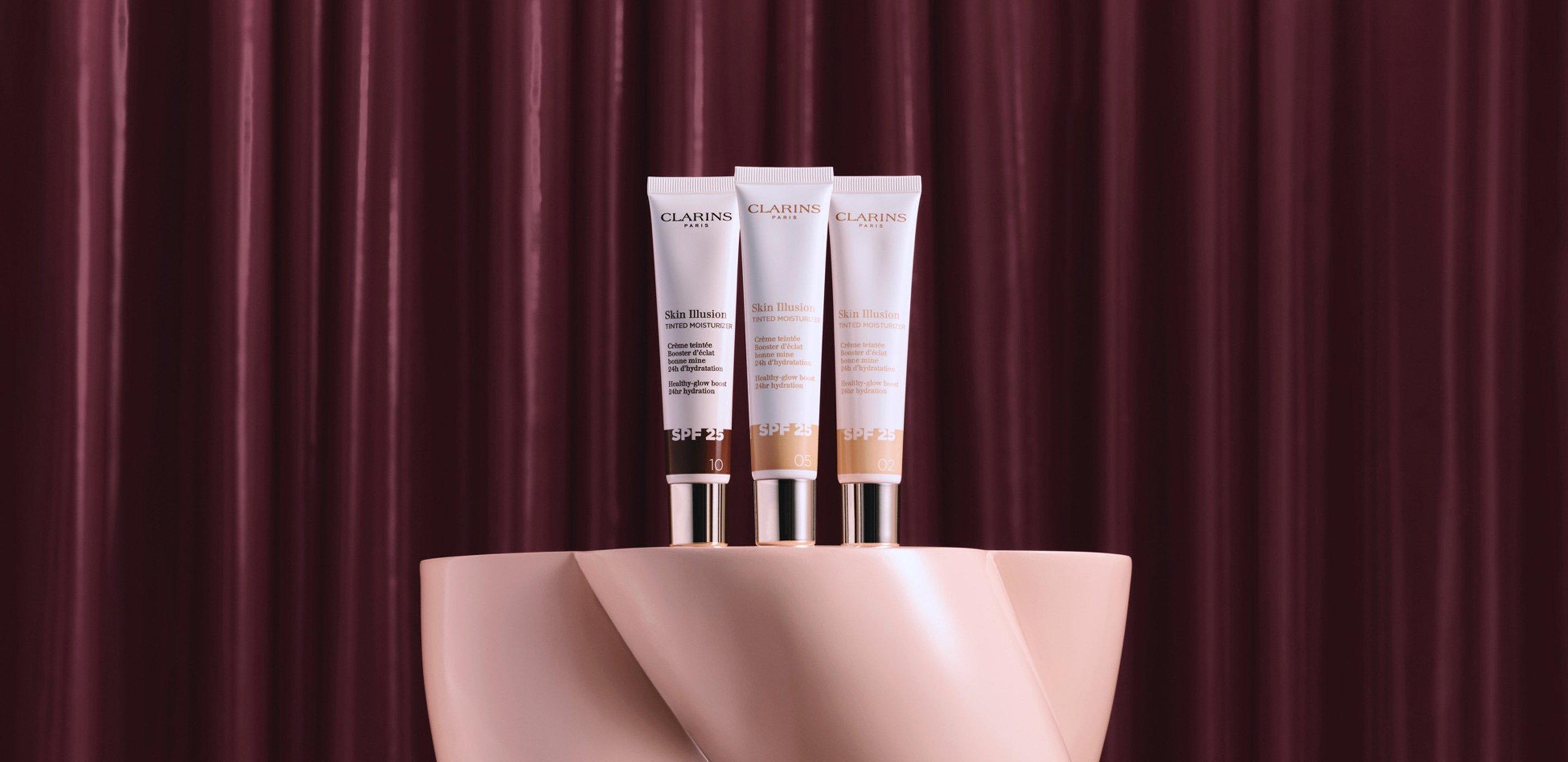 Clarins Skin Illusion tinted moisturiser in three shades