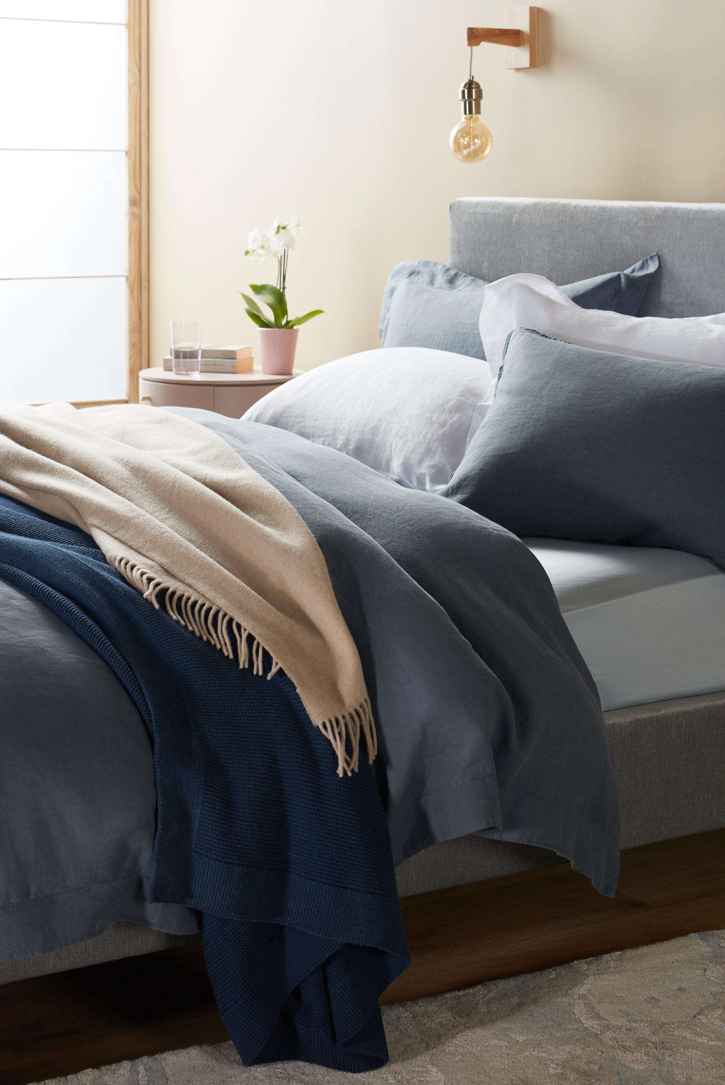 John Lewis & Partners 100% Linen Bedding, Loch Blue