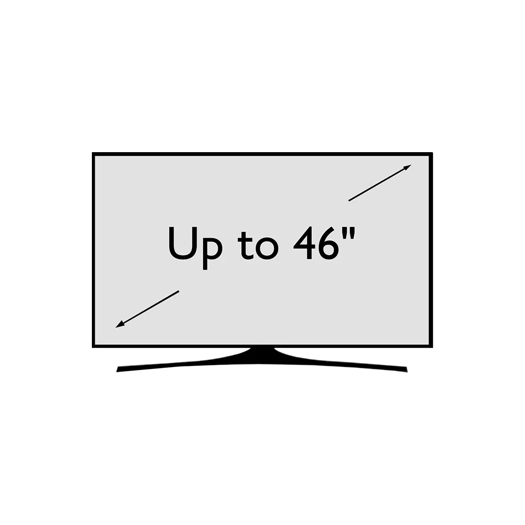 TV diagram with 'up to 46"' displayed on it 