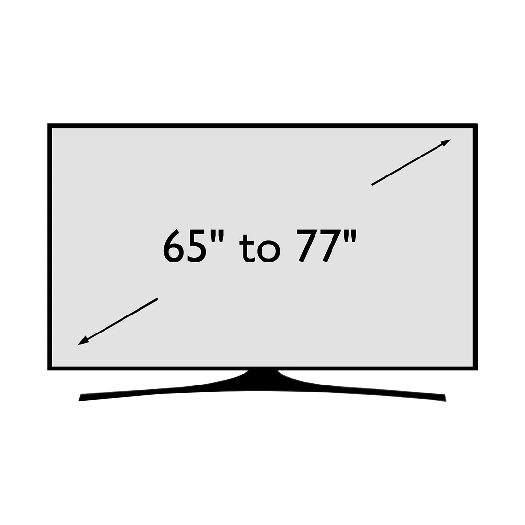 TV diagram with '65" to 77"' displayed on it 