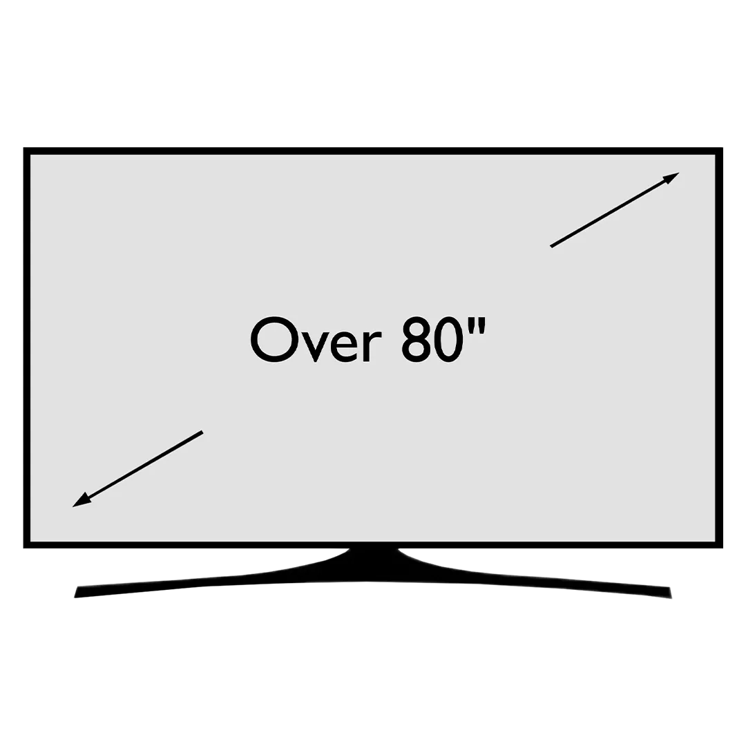 TV diagram with 'over 80"' displayed on it 