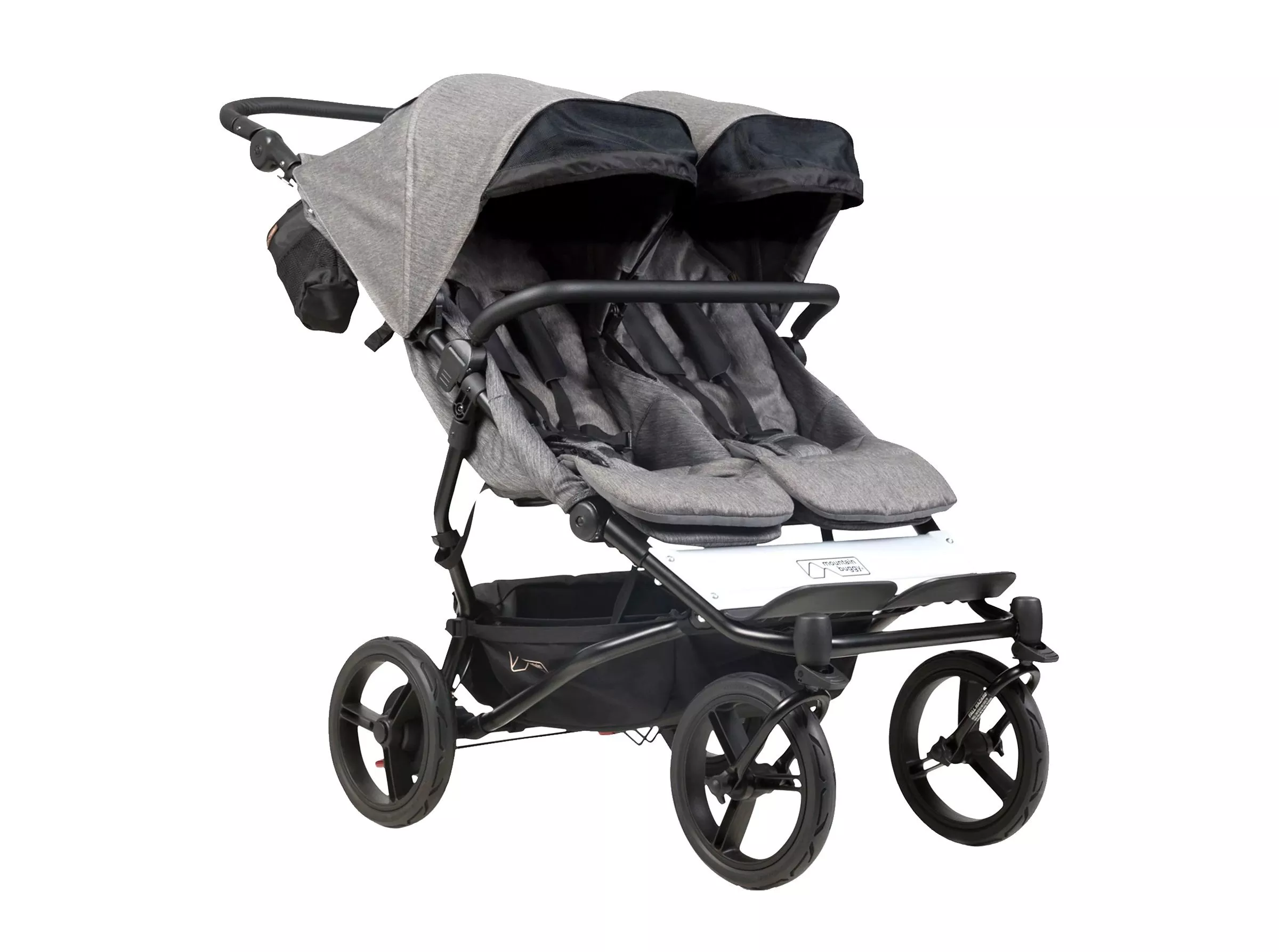 Grey twin pram